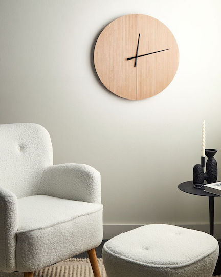 Wall Clock Ø 60 Cm Light Wood Cabic