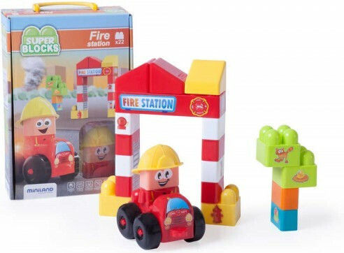 Miniland Miniland Bauklötze Super Blocks Feuerwache Für 1,5+ Jahre 22 Stück