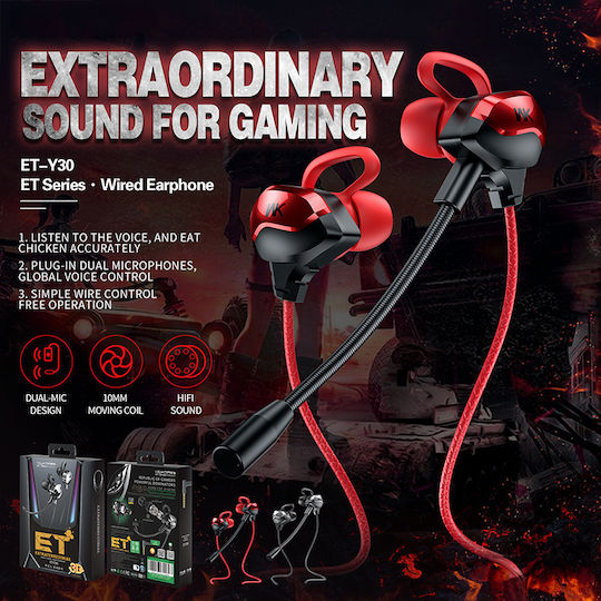 WK ET-Y30 In Ear Gaming Headset με σύνδεση 3.5mm Κόκκινο