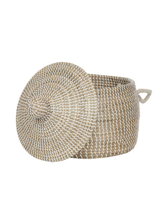Beliani Wicker Storage Basket with Lid Beige