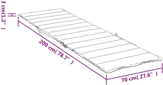 vidaXL Blue Sunbed Cushion with Backrest 200x70cm