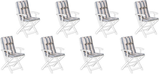 Beliani Garden Chair Cushions Blue and Beige 8 Pieces