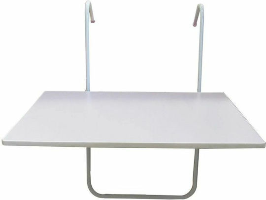 Plastic Table for Small Outdoor Spaces Foldable with Metal Frame White 60x40x74cm