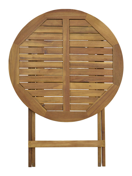 Table for Small Outdoor Spaces Made of Acacia Foldable Capruva Natural Wood 70x70x74cm