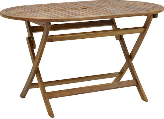 Outdoor Catering Table Made of Acacia Foldable Falov Natural Solid Wood 130x80x72cm