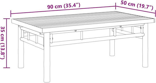 Garten- und Terrassentisch für Kleine Außenräume aus Bambus 90x50x35cm
