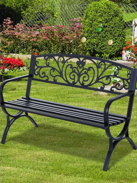 Bancă Exterior Metalic Negru 127x60x85cm