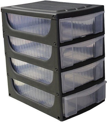 Plastic Mini Desktop Drawer 17x25x27cm Anthracite with Transparent Drawers BAMA Italy