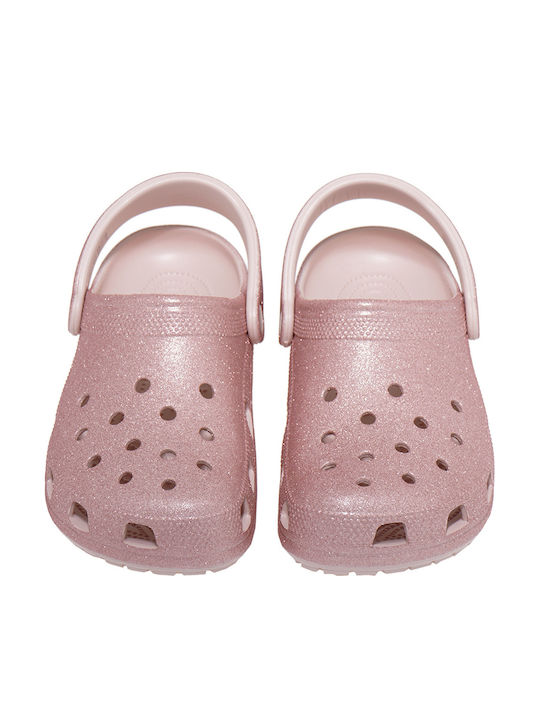 Crocs Classic Glitter Γυναικεία Σαμπό Ροζ