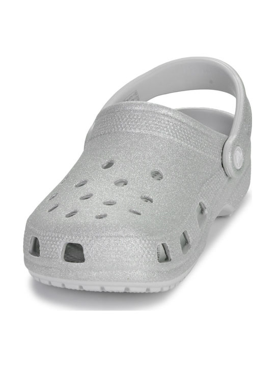 Crocs Classic Glitter Γυναικεία Σαμπό Ασημί