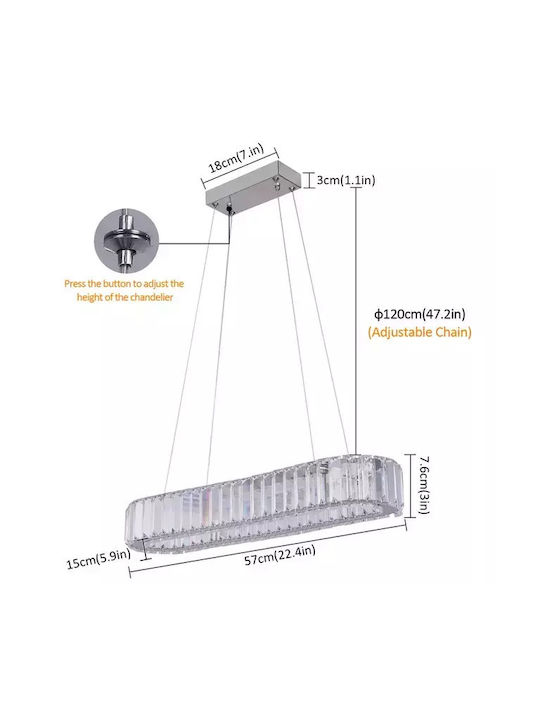 Hängelampe LED mit Kristallen mit Warmes Weiß Licht Weiß