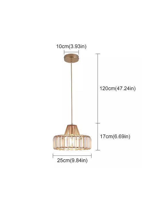 Hängelampe LED mit Kristallen mit Warmes Weiß Licht Gold