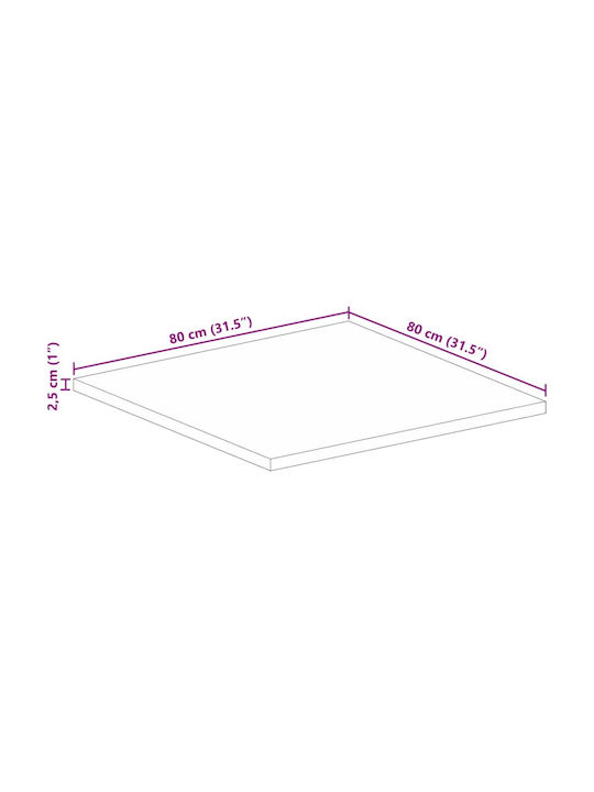 vidaXL Square Table Surface made of Solid Wood Mango 80x80x2.5cm 371610 1pcs