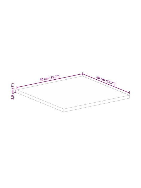 vidaXL Square Table Surface made of Solid Wood Mango 40x40x2.5cm 371574 1pcs