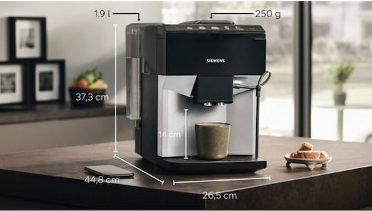 Siemens Eq.500 Αυτόματη Μηχανή Espresso 1500W Πίεσης 15bar με Μύλο Άλεσης Μαύρη TP511D01