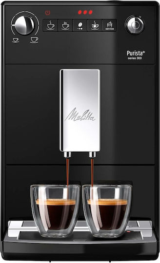 Melitta Purista Pure Automatische Espressomaschine 1450W Druckreiniger 15bar mit Mahlwerk Schwarze 6771312
