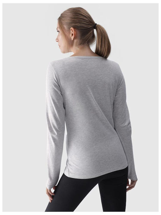 4F Women's Blouse Cotton Long Sleeve Gray