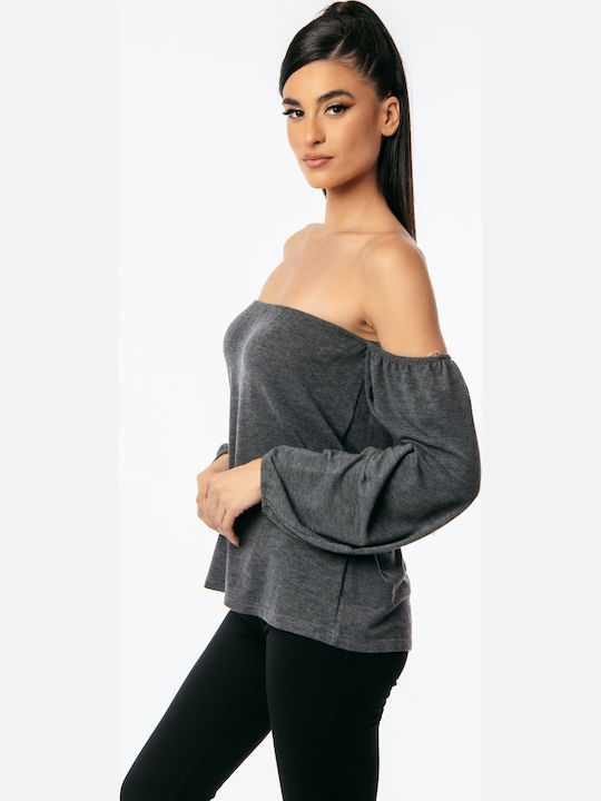 Women's Blouse Strapless Gray