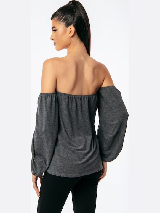 Women's Blouse Strapless Gray