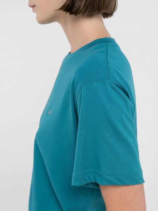 Women's Blouse Short Sleeve Petrol (Item J062)