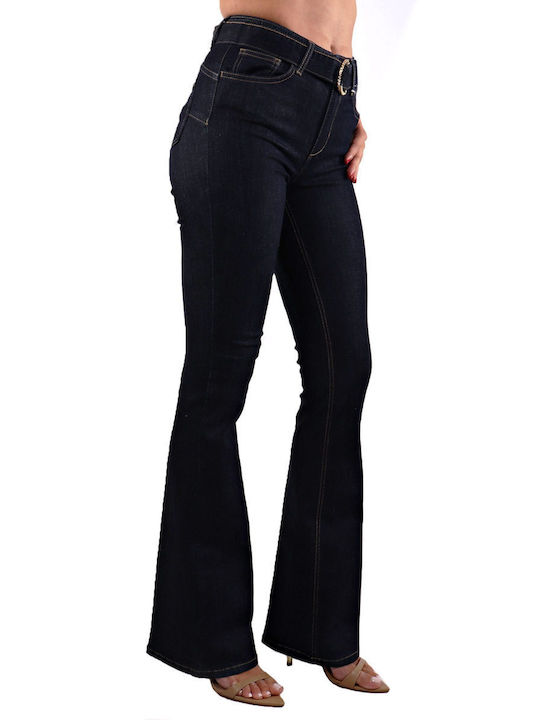 Liu Jo High Waist Women's Jean Trousers Flared Blue