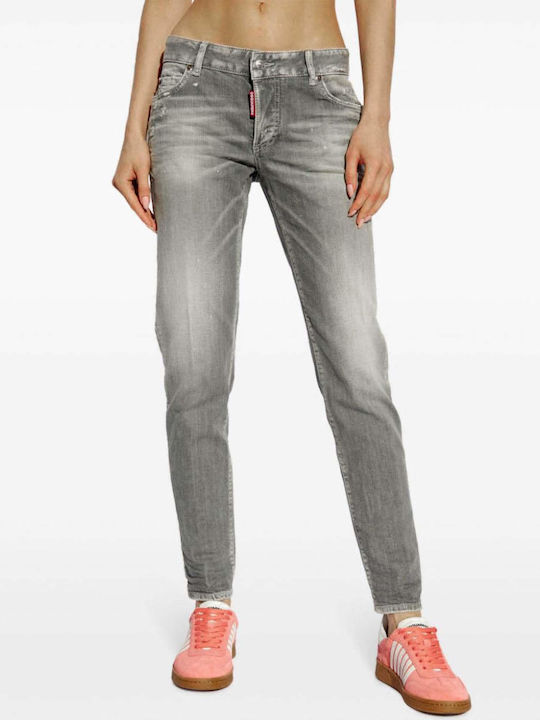 Dsquared2 Medium Waist Jennifer Women's Jean Trousers in Slim Fit Gray