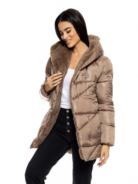 Splendid Women's Short Lifestyle Jacket for Winter with Hood Fango