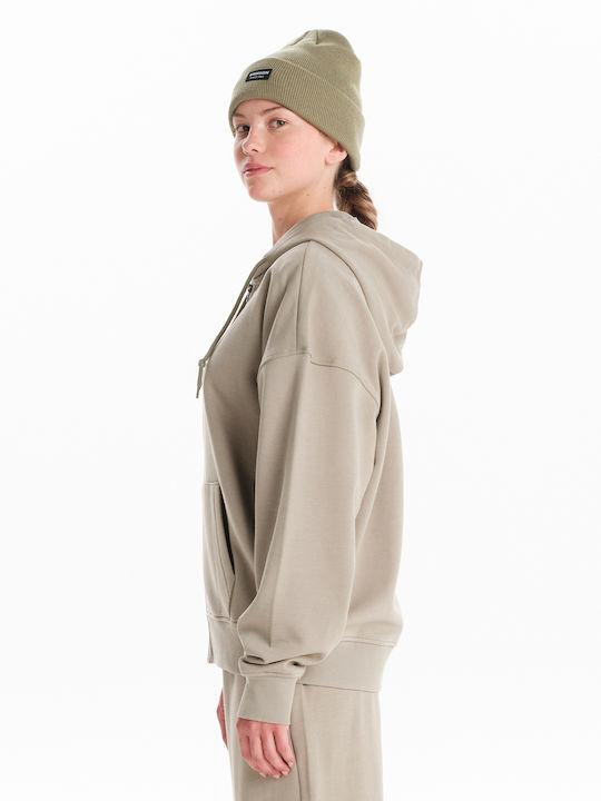 Long Women's Sweatshirt Jacket Hooded Green