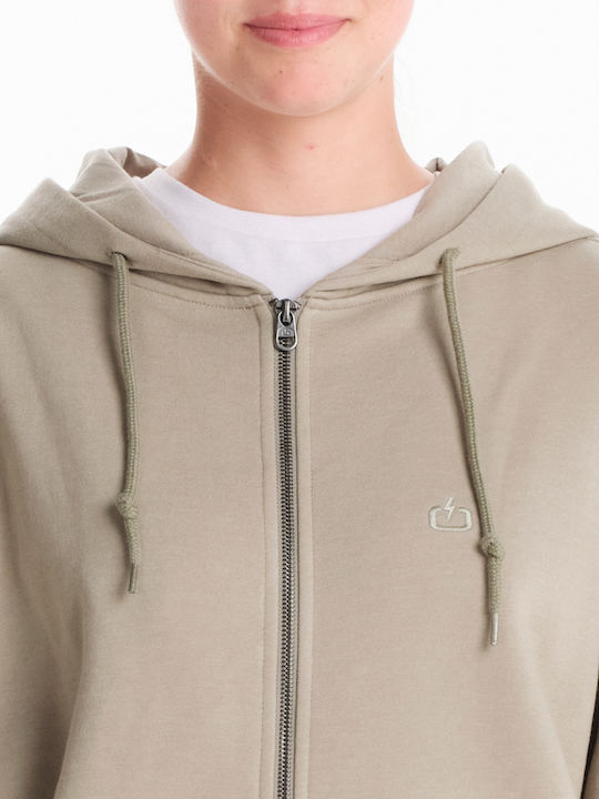 Long Women's Sweatshirt Jacket Hooded Green