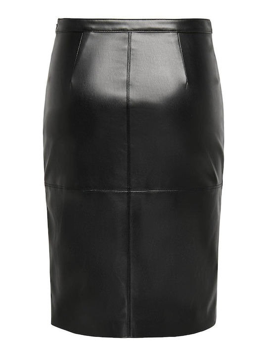 Only Leather Pencil Midi Skirt Black