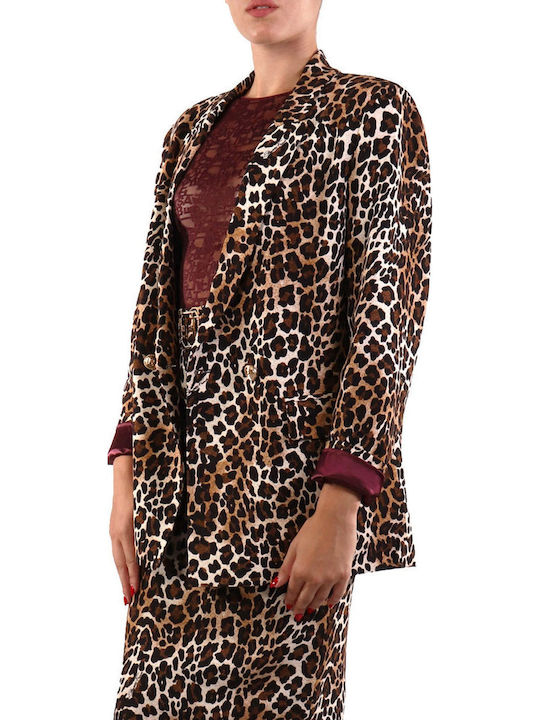 Elisabetta Franchi Women's Double Breasted Blazer Brown, Beige