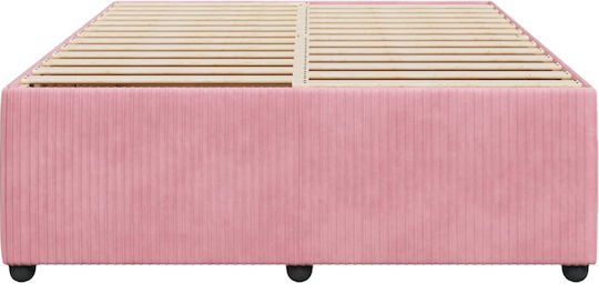 Pink Velvet Bed Frame 140x200 cm