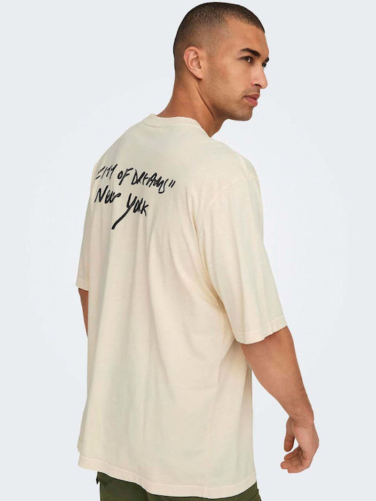 Only & Sons Men's Short Sleeve T-shirt Ecru