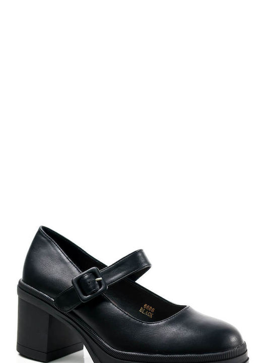 Ligglo Black Medium Heels with Strap