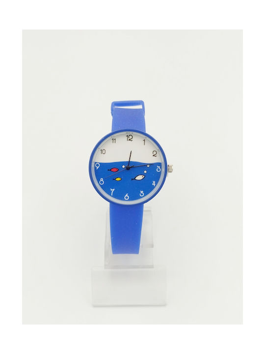 Kids Analog Watch Βυθός with Rubber/Plastic Strap Blue