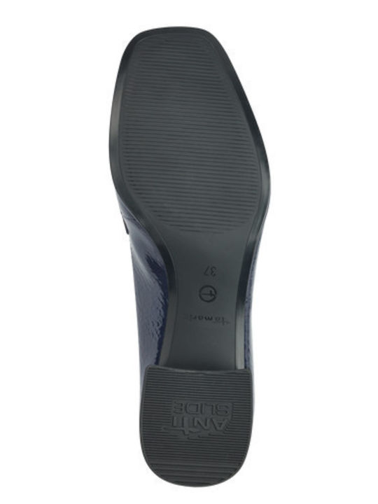 Lackleder Damen Loafers in Blau Farbe