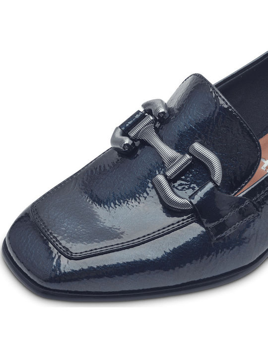 Lackleder Damen Loafers in Blau Farbe