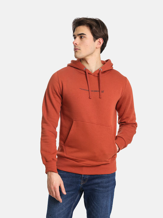 Life Style Butiken Men's Sweatshirt with Hood and Pockets Orange