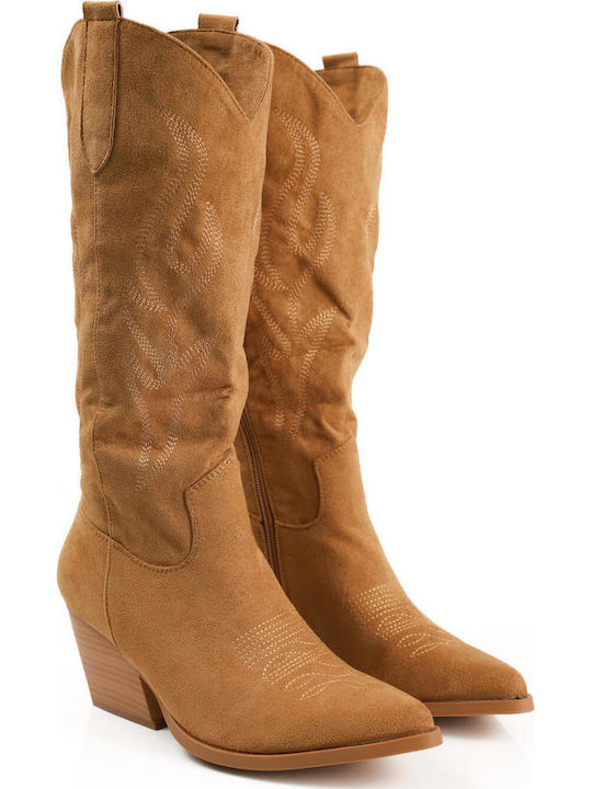 Leder Damenstiefel Cowboy Tabac Braun
