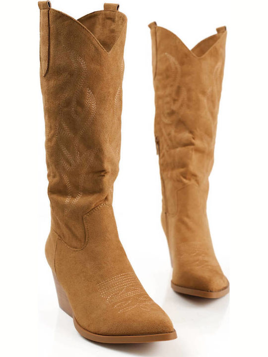Leder Damenstiefel Cowboy Tabac Braun