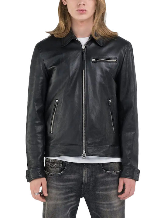 Replay Men's Leather Jacket BLACK