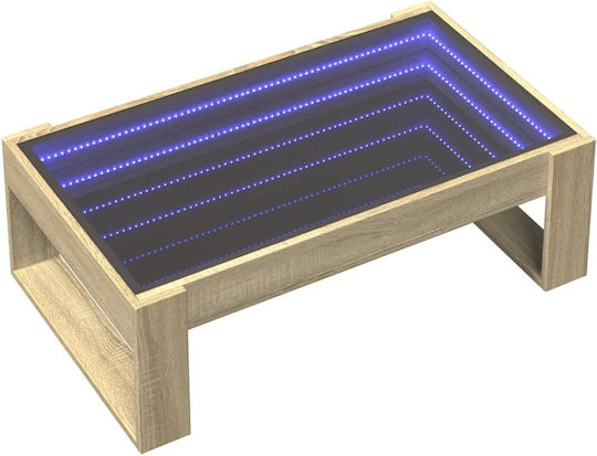 Rectangular Central Glass Coffee Table Sonoma Oak M90xW53xH30cm