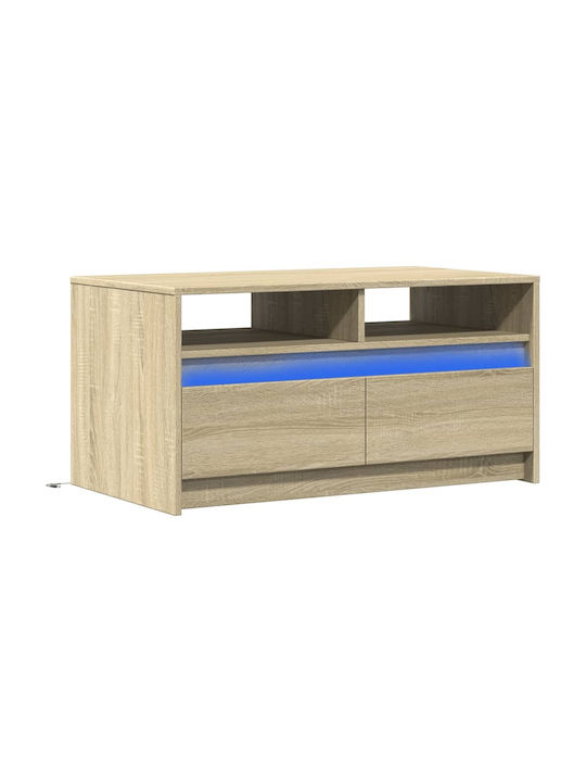 Rectangular Central Wooden Coffee Table with Drawers Sonoma Oak M90xW50xH45.5cm