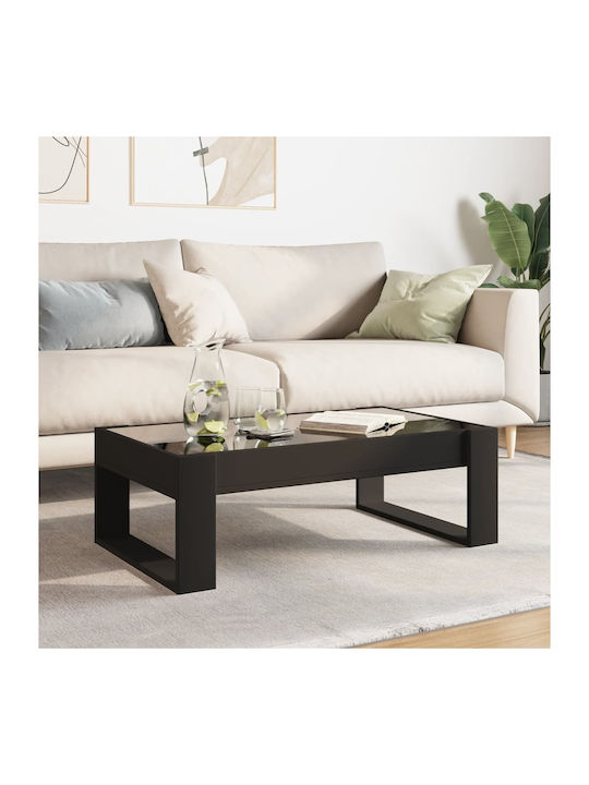 Rectangular Coffee Table Glass Black L90xW53xH30cm