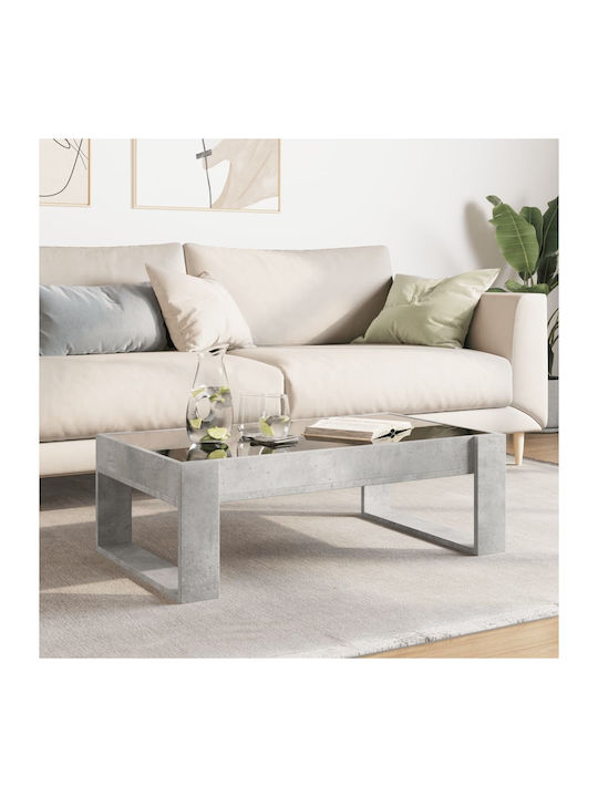 Rectangular Coffee Table Glass Grey Concrete L90xW53xH30cm