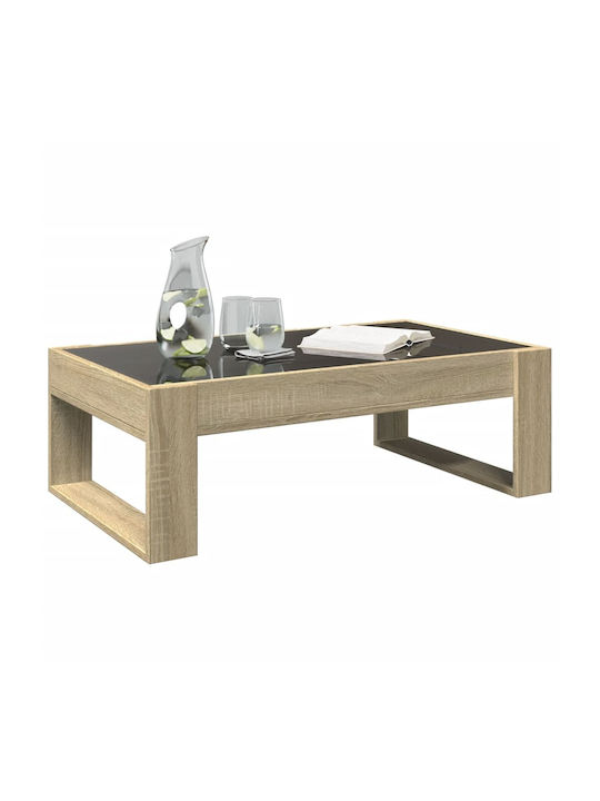 Rectangular Central Glass Coffee Table Sonoma Oak M90xW53xH30cm