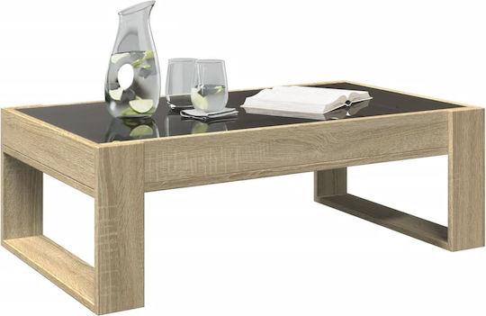 Rectangular Central Glass Coffee Table Sonoma Oak M90xW53xH30cm