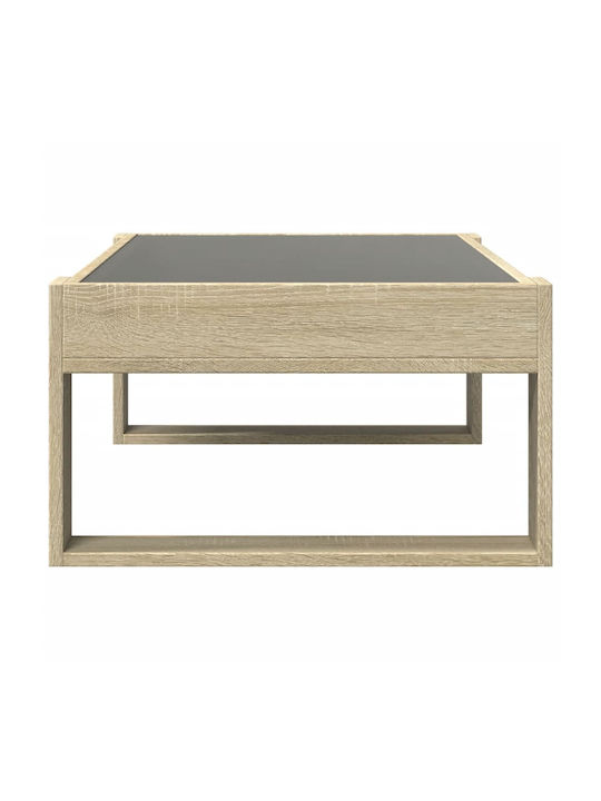 Rectangular Central Glass Coffee Table Sonoma Oak M90xW53xH30cm