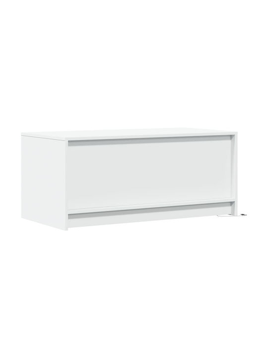 Rectangular Central Wooden Coffee Table with Drawers White M100xW50xH43.5cm