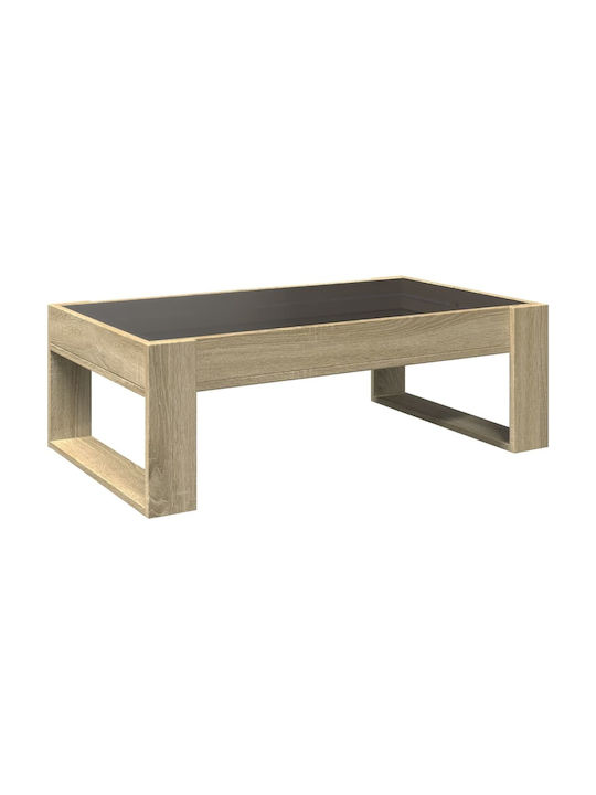 Rectangular Central Glass Coffee Table Sonoma Oak M90xW53xH30cm